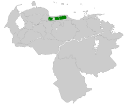 Distribución geográfica del orejerito venezolano.
