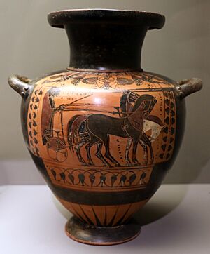 Archivo:Pittore guglielmi (attr.), hydria con una quadriga e pseudoiscrizione senza senso, 550 ac ca