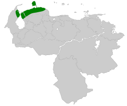 Distribución geográfica del titirijí de Maracaibo.