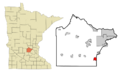 Wright County Minnesota Incorporated and Unincorporated areas Delano Highlighted
