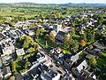 Y Gadeirlan Llanelwy (cefndir morfa Rhuddlan - Bryniau Clwyd) - St Asaph with Bryniau Clwyd AONB in the background 06