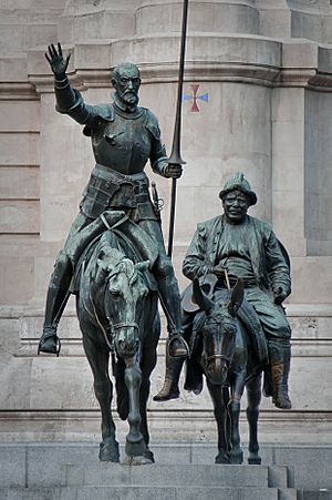 Archivo:Bronze statues of Don Quixote and Sancho Panza