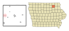 Chickasaw County Iowa Incorporated and Unincorporated areas Bassett Highlighted.svg