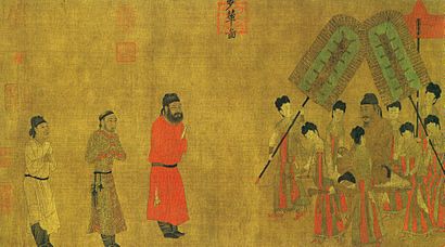 Archivo:Emperor Taizong gives an audience to the ambassador of Tibet