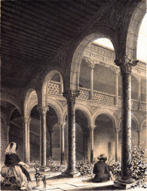 Archivo:Francisco Javier Parcerisa (1853) Patio del Palacio Arzobispal de Alcalá de Henares