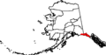 Map of Alaska highlighting Yakutat City and Borough