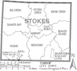 Archivo:Map of Stokes County North Carolina With Municipal and Township Labels