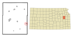 Osage County Kansas Incorporated and Unincorporated areas Quenemo Highlighted.svg
