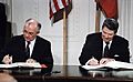 Reagan and Gorbachev signing