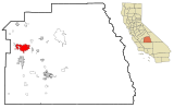 Tulare County California Incorporated and Unincorporated areas Visalia Highlighted.svg