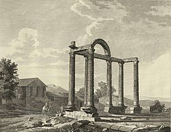 1806-1820, Voyage pittoresque et historique de l'Espagne, tomo I, Vestigios de un templo antiguo en Talavera la Vieja (cropped).jpg