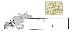Arapahoe County Colorado Incorporated and Unincorporated areas Deer Trail Highlighted.svg