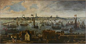 Archivo:Bonaventura Peeters (I) - View of the Pier of Antwerp from the Vlaams Hoofd