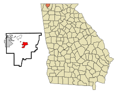 Catoosa County Georgia Incorporated and Unincorporated areas Ringgold Highlighted.svg