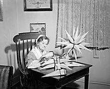 Christmas Candles and Moravian stars Winston- Salem, NC Forsyth Co Nov 1948 Negatives by Frank Jones, W.S. Miss Mamie Thomas, Mrs - J.Z. Shaffner. From the North Carolina Conservation and Development (8287720615)