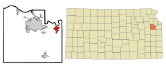 Douglas County Kansas Incorporated and Unincorporated areas Eudora Highlighted.svg