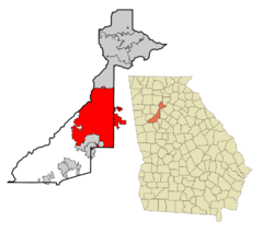 Fulton County Georgia Incorporated and Unincorporated areas Atlanta Highlighted.svg