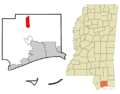 Harrison County Mississippi Incorporated and Unincorporated areas Saucier Highlighted