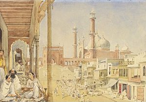 Archivo:Jama Masjid, Delhi, watercolour, 1852