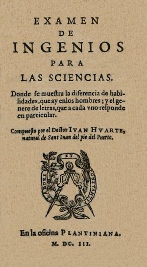 Archivo:Juan Huarte de San Juan (1603) Examen de ingenios para las sciencias