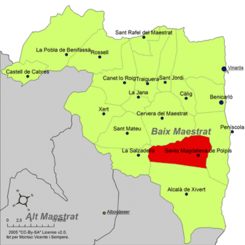 Localización en la comarca del Bajo Maestrazgo