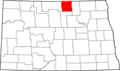 Map of North Dakota highlighting Rolette County