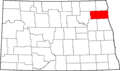 Map of North Dakota highlighting Walsh County