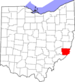 Map of Ohio highlighting Monroe County