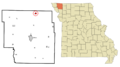 Nodaway County Missouri Incorporated and Unincorporated areas Hopkins Highlighted