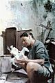 StateLibQld 1 230955 Kath Shillam in Athens working on plaster for Donkey Woman II, in the wash house at Plaka, 1961