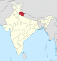 Uttarakhand in India (claimed and disputed hatched)