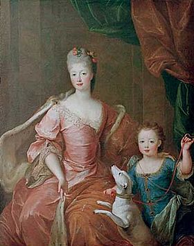 Archivo:Élisabeth Charlotte d'Orléans and her son Louis, Hereditary Prince of Lorraine in circa 1706 by Pierre Gobert