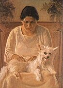 Alfredo Andersen - Retrato de Hanna Andersen com o Cachorro