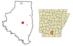Calhoun County Arkansas Incorporated and Unincorporated areas Hampton Highlighted.svg