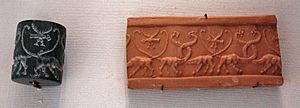 Archivo:Cylinder seal lions Louvre MNB1167