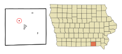 Davis County Iowa Incorporated and Unincorporated areas Drakesville Highlighted.svg