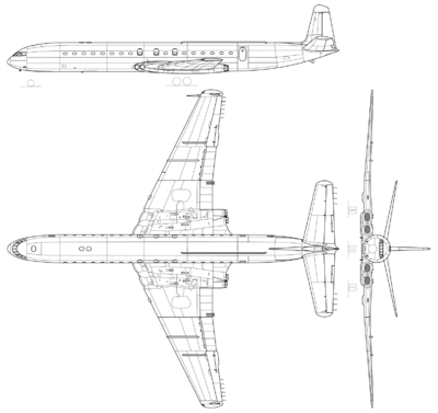 Archivo:De Havilland Comet 3-view line drawing