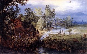 Archivo:Jan Brueghel (I) - Village Scene with Figures and Cows - WGA03571