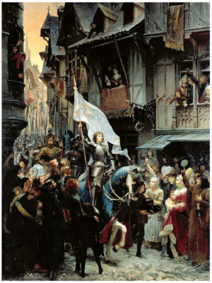 Archivo:Jean-Jacques Scherrer - Jeanne d'Arc, victorieuse des anglais, rentre à Orléans et est acclamée par la population