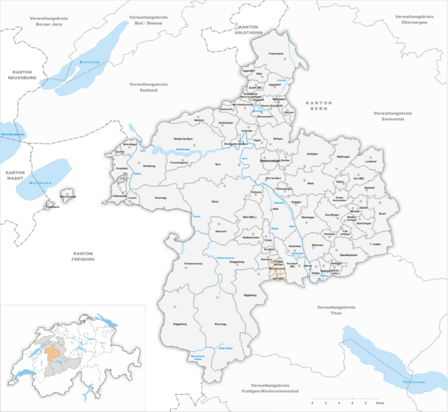 Karte Verwaltungskreis Bern-Mittelland Gemeindeveraenderungen 2020