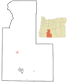 Klamath County Oregon Incorporated and Unincorporated areas Chiloquin Highlighted.svg