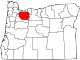 Mapa de Oregón con la ubicación del condado de Clackamas