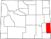 Mapa de Wyoming con la ubicación del condado de Goshen