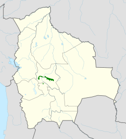 Distribución geográfica de la monterita de Cochabamba.