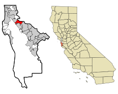 San Mateo County California Incorporated and Unincorporated areas Burlingame Highlighted.svg