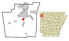 Washington County Arkansas Incorporated and Unincorporated areas Greenland Highlighted.svg