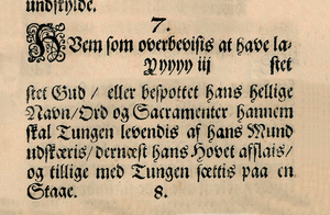 La ley noruega de Cristián V de 1687 que castiga la blasfemia