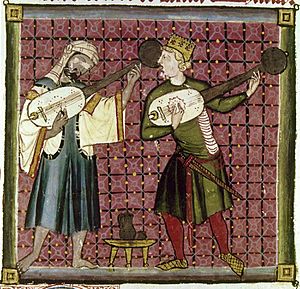 Archivo:European and Islamic musicians in 13th century playing stringed instruments