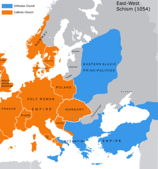 Great Schism with former borders (1054).png