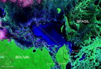 Archivo:Laguna Uberaba División Bolivia Brasil Satellite map